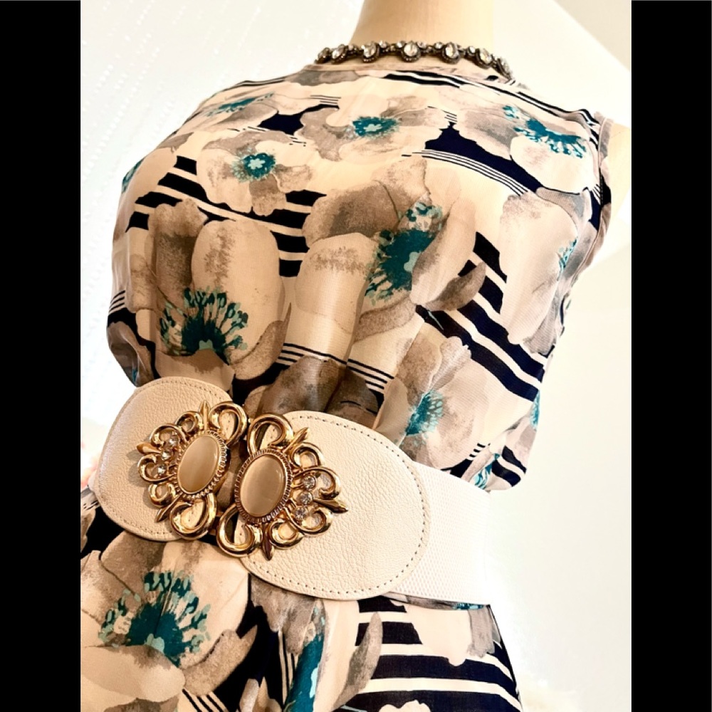 NWT S RARE Find Maison Jules Macy’s Gray Floral Teal Dress - Picture 3 of 9